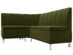 Диван кухонный угловой Кантри левый угол, Зеленый, Микровельвет, 29447L