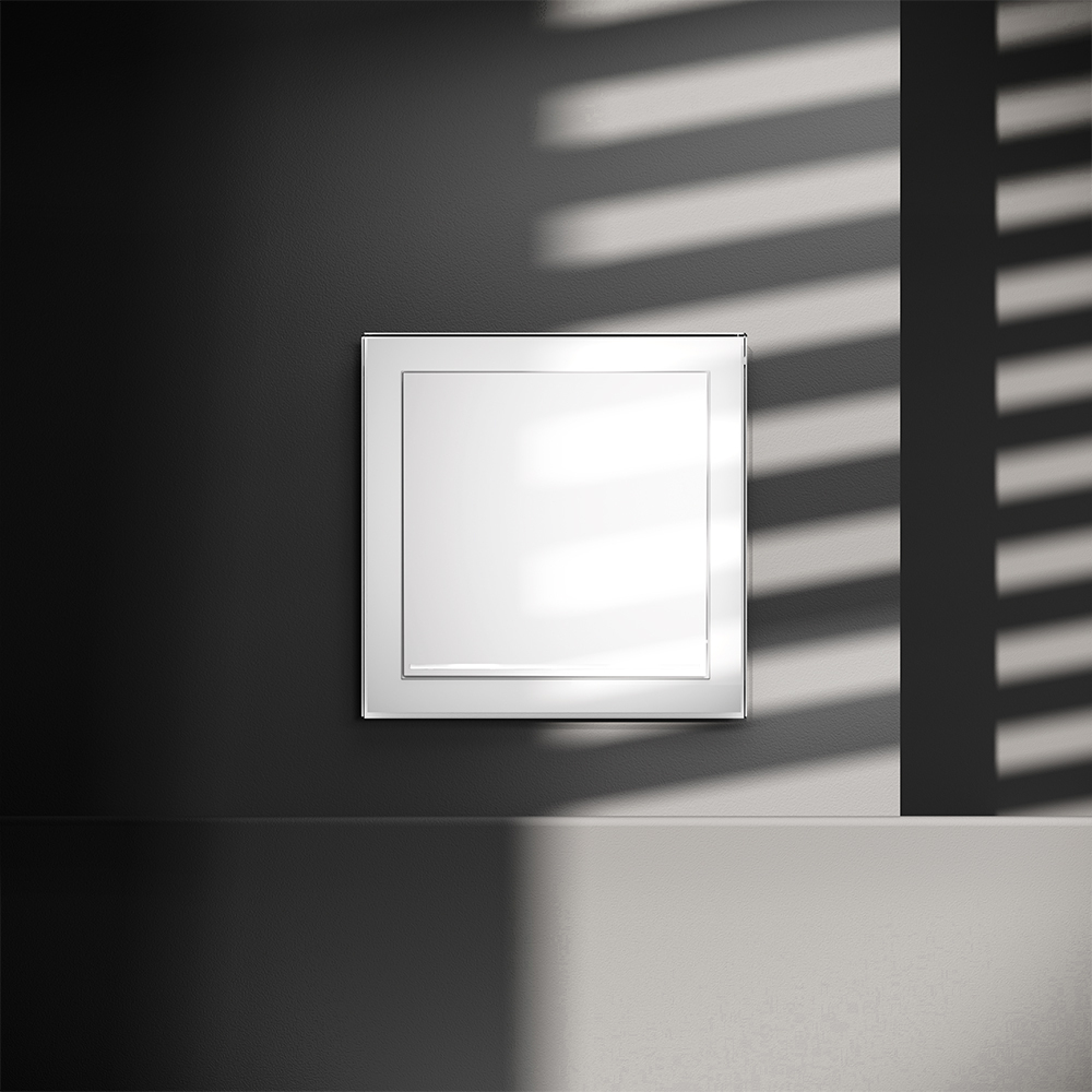 Выключатель встраиваемый VOLTUM S70 одноклавишный с подсветкой 10А, (белый глянцевый)