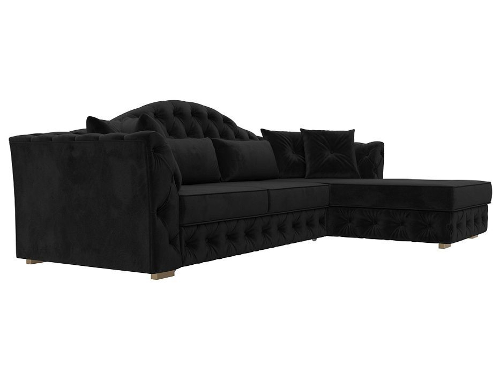 Диван угловой Артис правый угол, Черный, Велюр, 121581