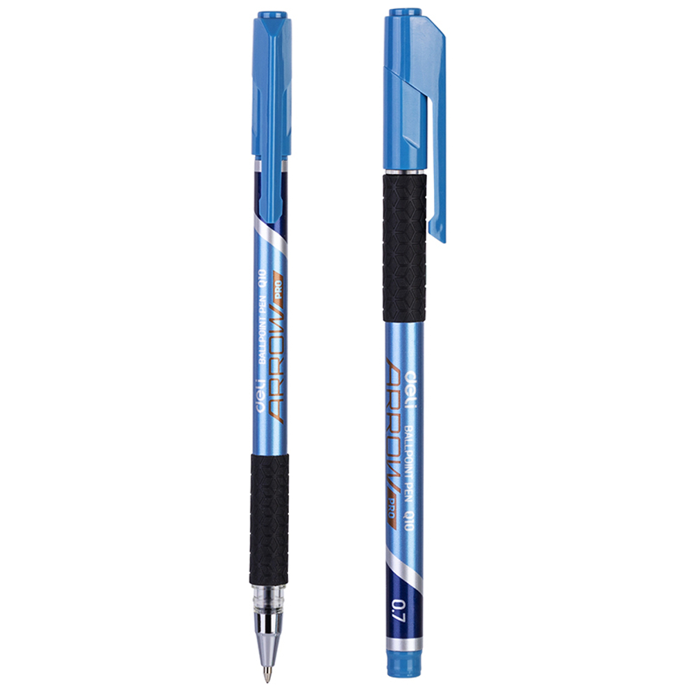 Ручка шариковая DELI "Arrow Q10", 0,7 мм, синяя, грип