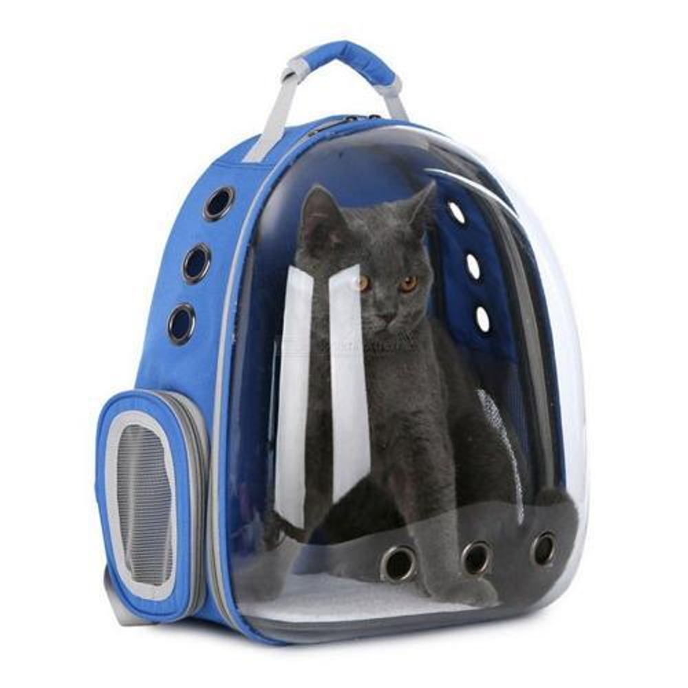 Рюкзак переноска для кошек и собак с панорамным иллюминатором (Цвет: синий)