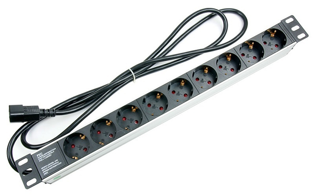 Блок розеток 19", 9 розеток Cabeus PDU-9P-2IEC