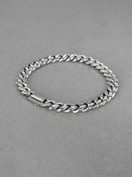 Мужской браслет из стали, панцирное плетение, замок - коробочка