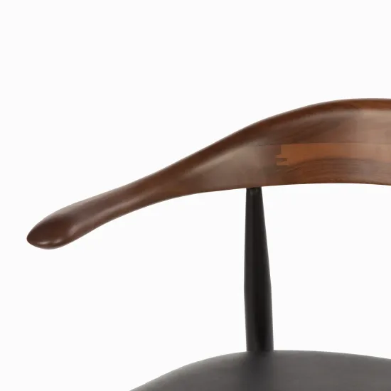 Обеденный стул Olten стальной каркас, сиденье черная экокожа, деревянная спинка