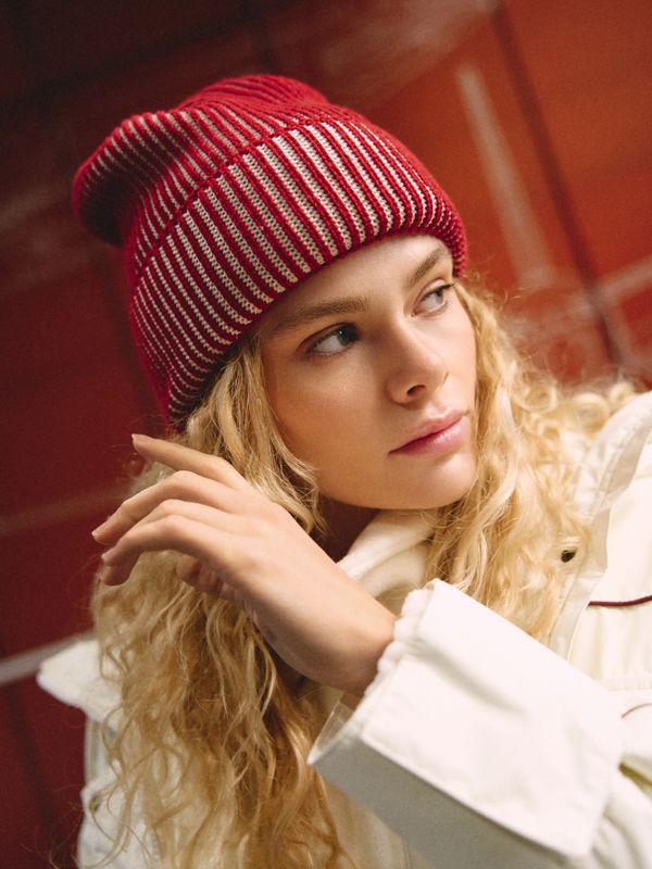 Шапка хлопковая с двойным отворотом 