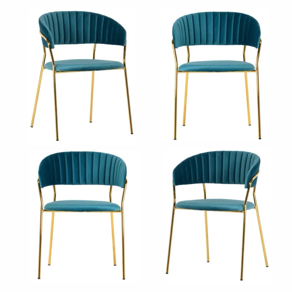 Комплект из 4-х стульев Bradex Home Turin бирюзовый с золотыми ножками