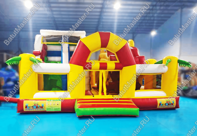 Коммерческий батут "Белый клык" с механизированной головой, цвет красно-желтый, 6х5х4 м