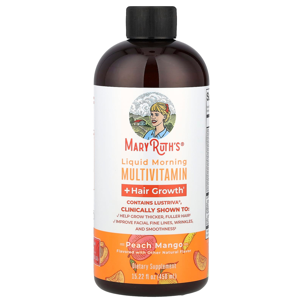 MaryRuth's, Liquid Morning Multivitamin + Hair Growth, персик и манго, 450 мл (15,22 жидк. унц.)