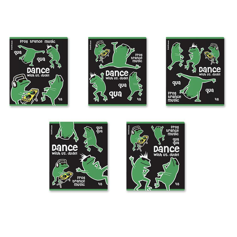 Тетрадь А5 48л кл. Erich Krause "DJ Frog ", пластик, MIX-PACK