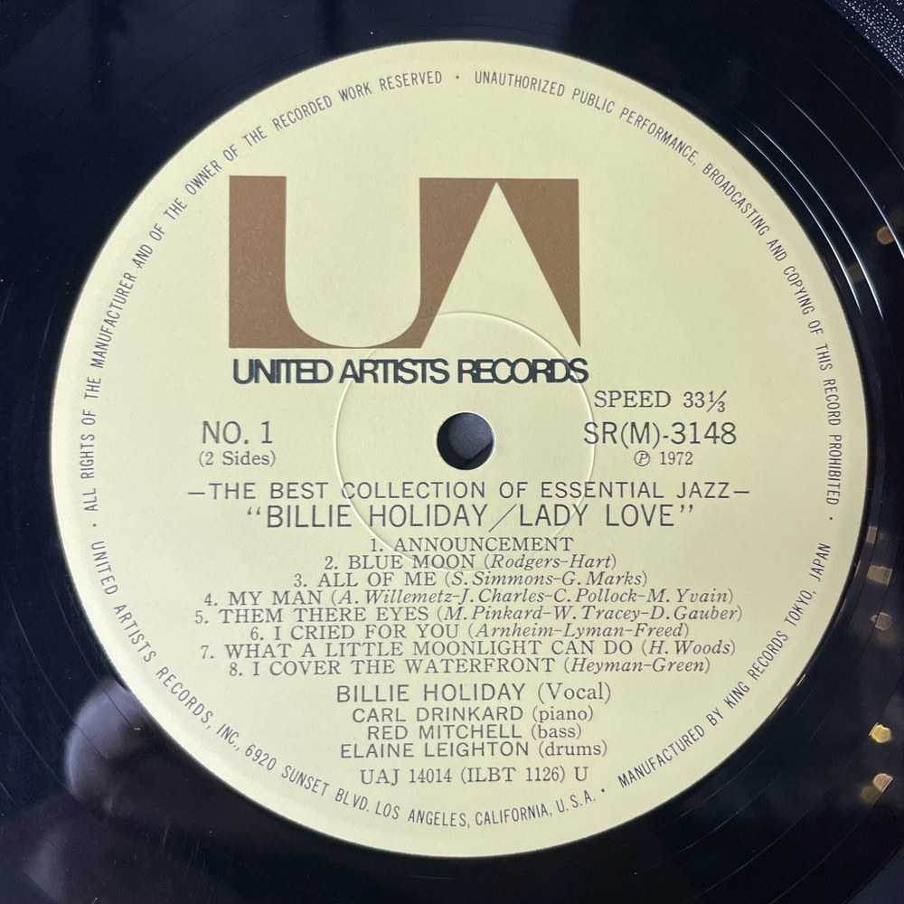 Винтажная виниловая пластинка LP Billie Holiday Ladylove (Japan 1972) (No Obi)
