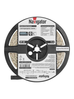 Лента светодиодная 71 763 NLS-3528CW60-4.8-IP65-12V R5 4.8Вт/м (уп.5м) Navigator 71763