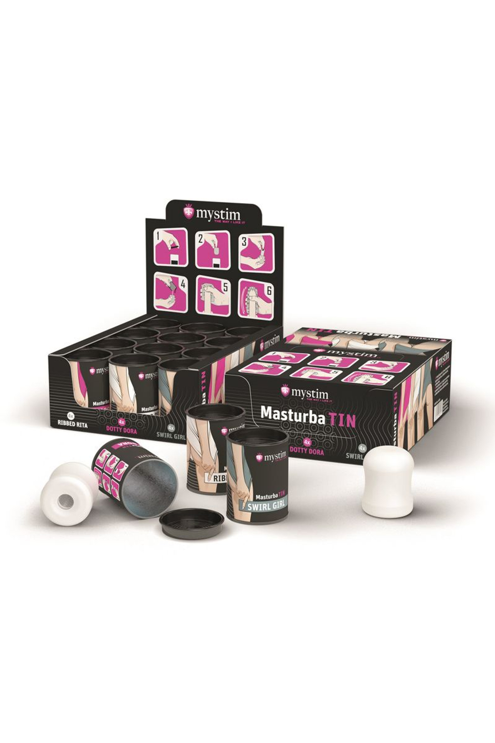 Набор из 12 мастурбаторов Mystim MasturbaTIN (Цвет: белый)