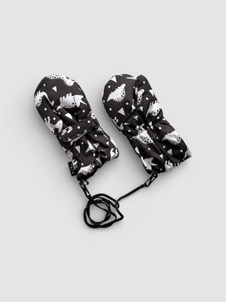 Зимние варежки на липучке (динозавры на черном)