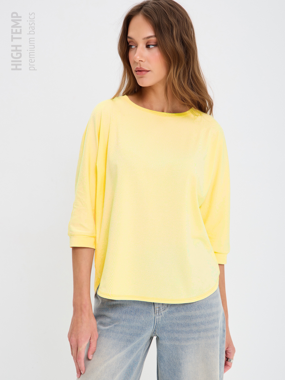 Свободная футболка летучая мышь с рукавом 3/4