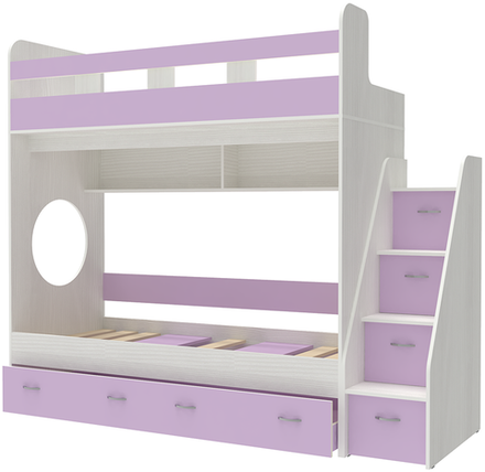 Трехъярусная кровать КарИВи Юниор Белое Дерево Ирис