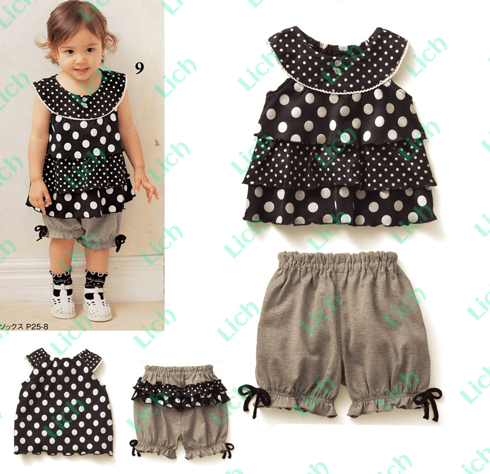 Костюм детский из блузы с воланами и шорт с оборками