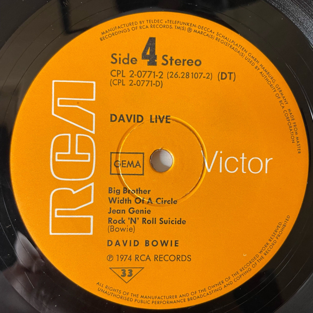 Винтажная виниловая пластинка LP David Bowie, David Live (Германия 1974)