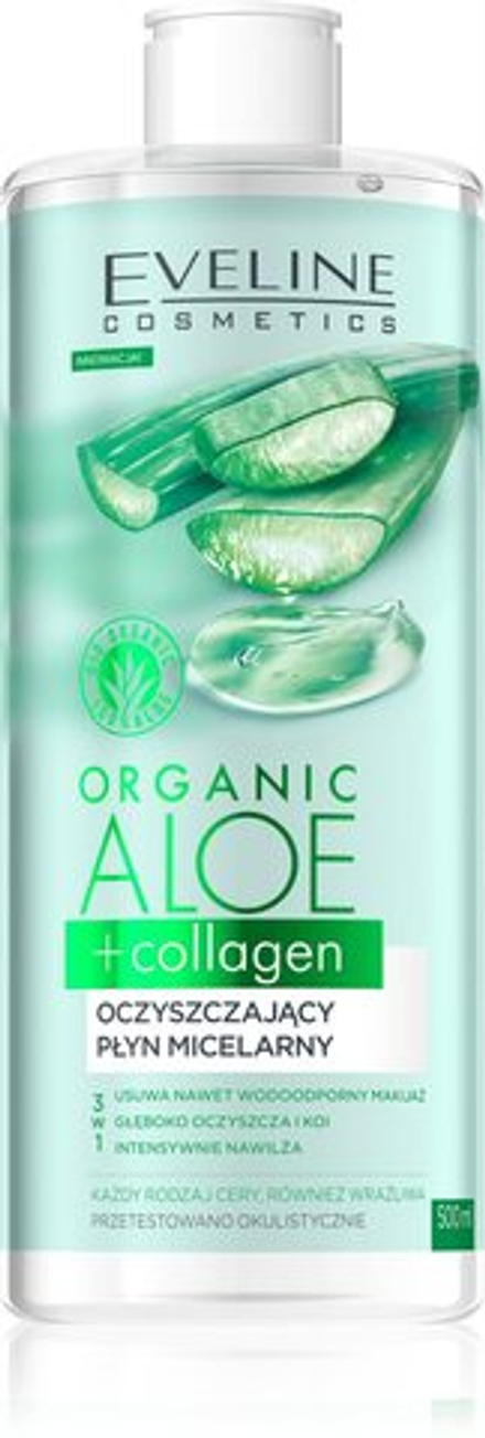 Eveline Cosmetics Organic Aloe+Collagen - очищающая мицеллярная вода /   500  ml  / GTIN 5903416007524