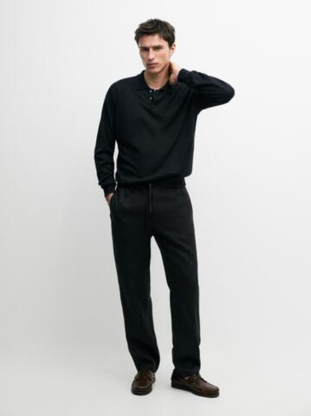 Massimo Dutti Льняные спортивные брюки, черный