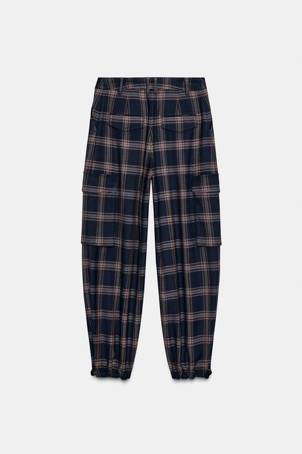 ZARA БРЮКИ КАРГО СВОБОДНОГО КРОЯ В КЛЕТКУ, КРАСНЫЙ/ТЕМНО-СИНИЙ