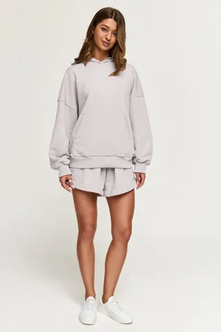 Худи свободного кроя светло-серого цвета