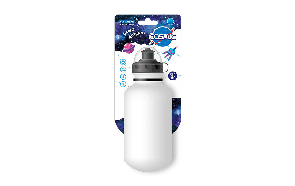 Фляга TRIX Cosmik детская, 500 мл, защитная крышка, LDPE