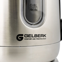 Чайник электрический Gelberk, GL-406, 1.7 л, 2200 Вт, ск нагр элем, металл
