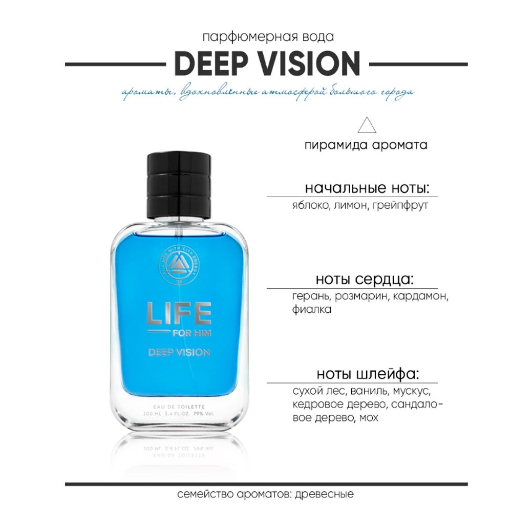 Туалетная вода CITY LIFE DEEP VISION, мужской, древесный аромат – купить за  859 руб | РАДА 39