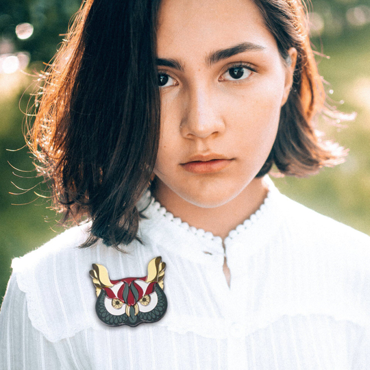 Филин / Owl, brooch, Color