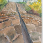 Картина авторская акварельная в паспарту 30х40 см на стену для интерьера "Ореховно"