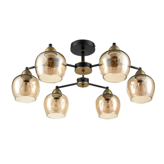 8249/6C COMFI LN 000 черный/античное золото/янтарный, металл/стекло Люстра потолочная Е27 6*60W 220V LANDA