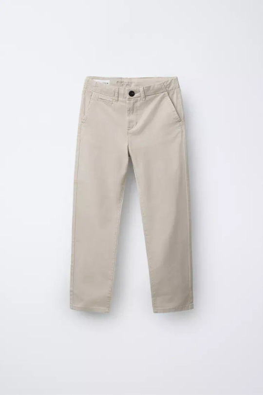 ZARA БАЗОВЫЕ БРЮКИ SLIM ЧИНОС, ПЕСОЧНЫЙ