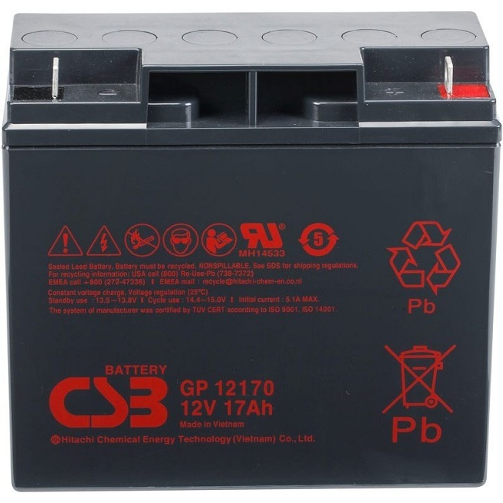Аккумуляторная батарея CSB GP 12170, 12В, 17 Ач, клеммы B3, ABS пластик