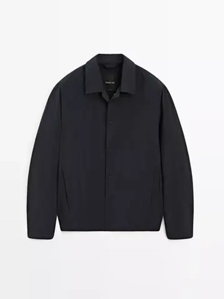 Massimo Dutti Куртка классического кроя из высокотехнологичной ткани, темно-синий