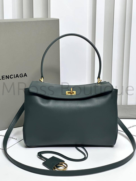 Сумка Rodeo Balenciaga женская темно-зеленая из кожи