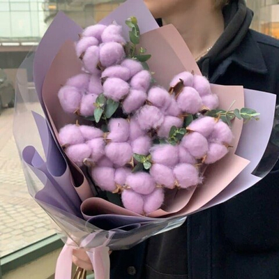 Букет сухоцветов из хлопка сиреневого и эвкалипта