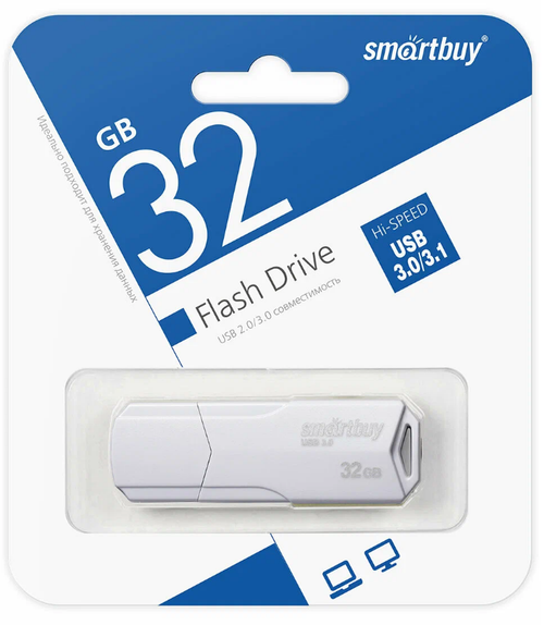 Флешка 32-GB Smartbuy Clue White USB 3.0