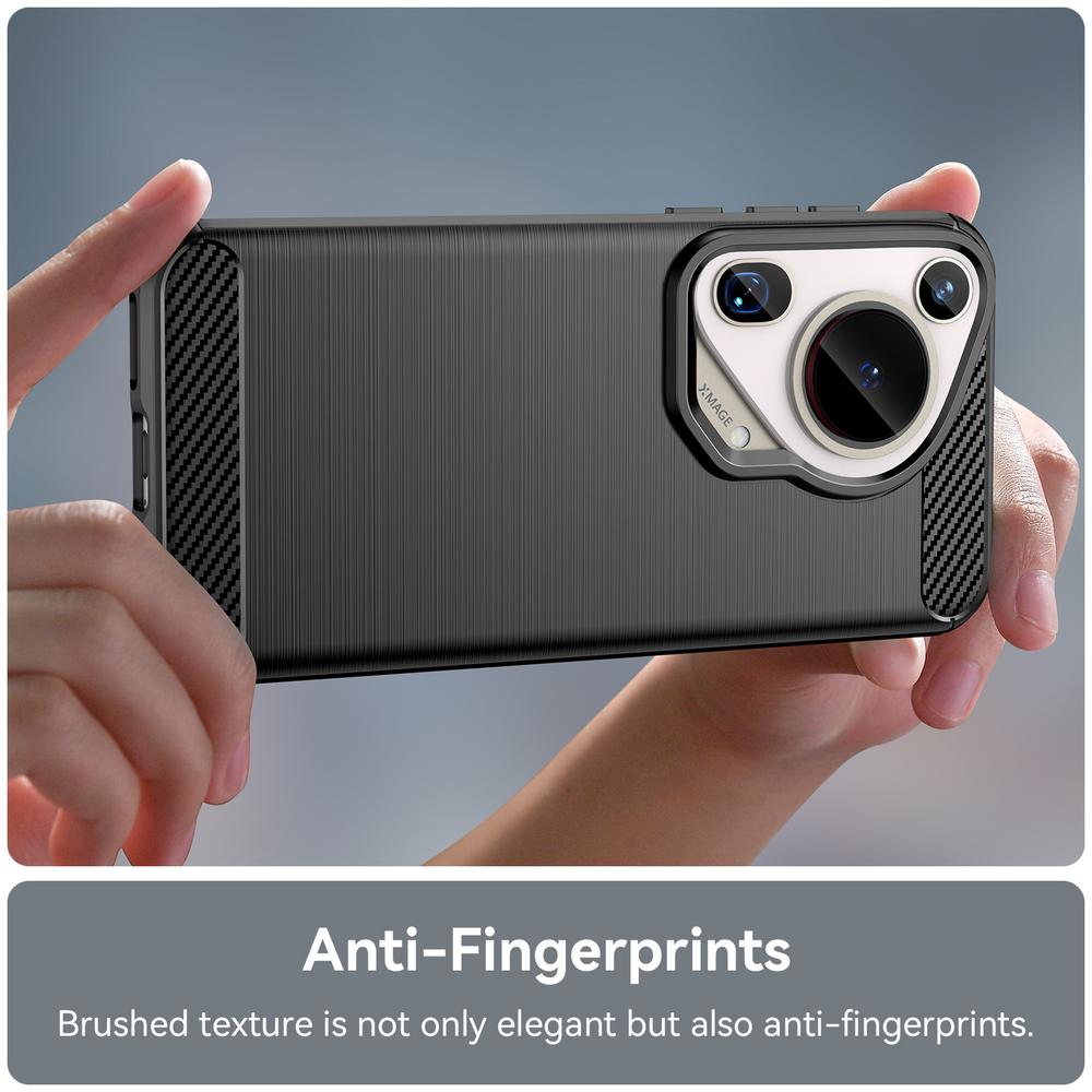 Чехол с дизайном в стиле карбон на Huawei Pura 70 Ultra, мягкий отклик кнопок, серия Carbon от Caseport