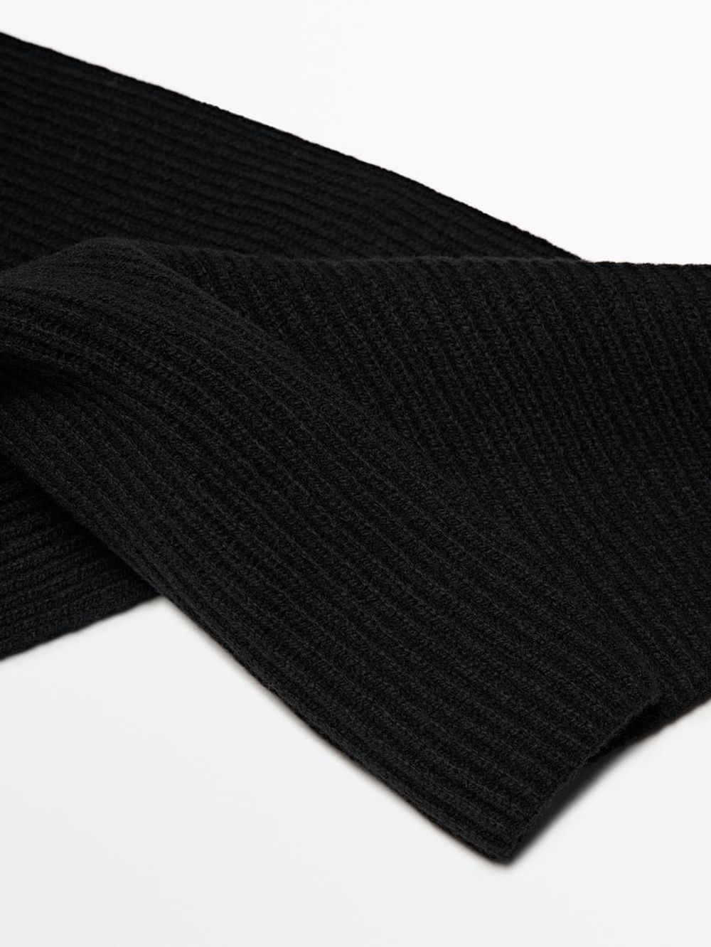 Massimo Dutti Шарф из шерсти и кашемира, черный