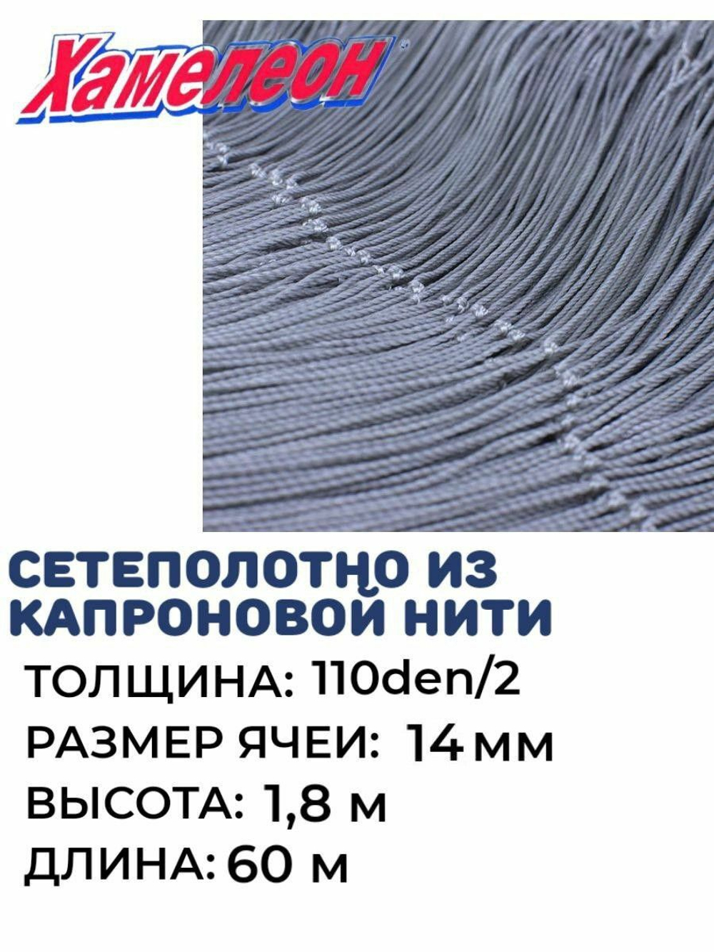 Сетеполотно капрон 110den/2, ячея 14 мм, высота 1,8 м кукла