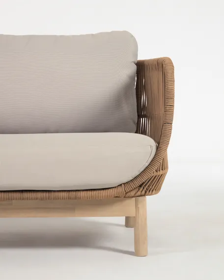 Трехместный уличный диван Catalina, бежевый корд, массив акации