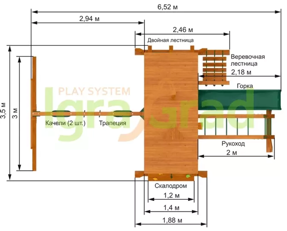 Детская площадка IgraGrad Крепость Фани с рукоходом (Дерево) мод.1