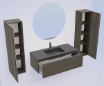 Тумба с раковиной Armadi Art QUATRO 1 100 OAK ANTHRACITE/профиль ANTHRACITE/раковина ANTHRACITE