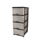 Комод 4-х секционный СЕТКА черно-серебристый