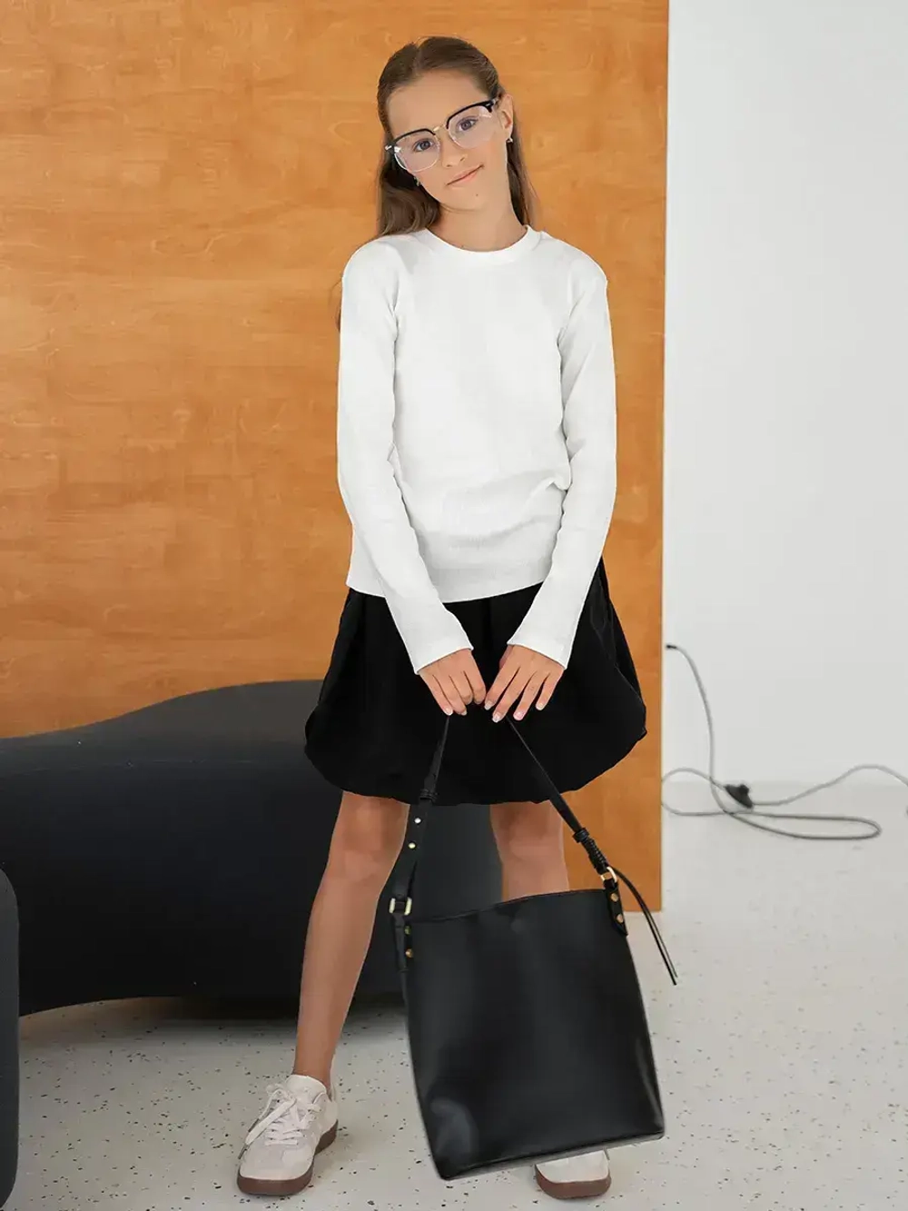 Белый лонгслив детский в школу