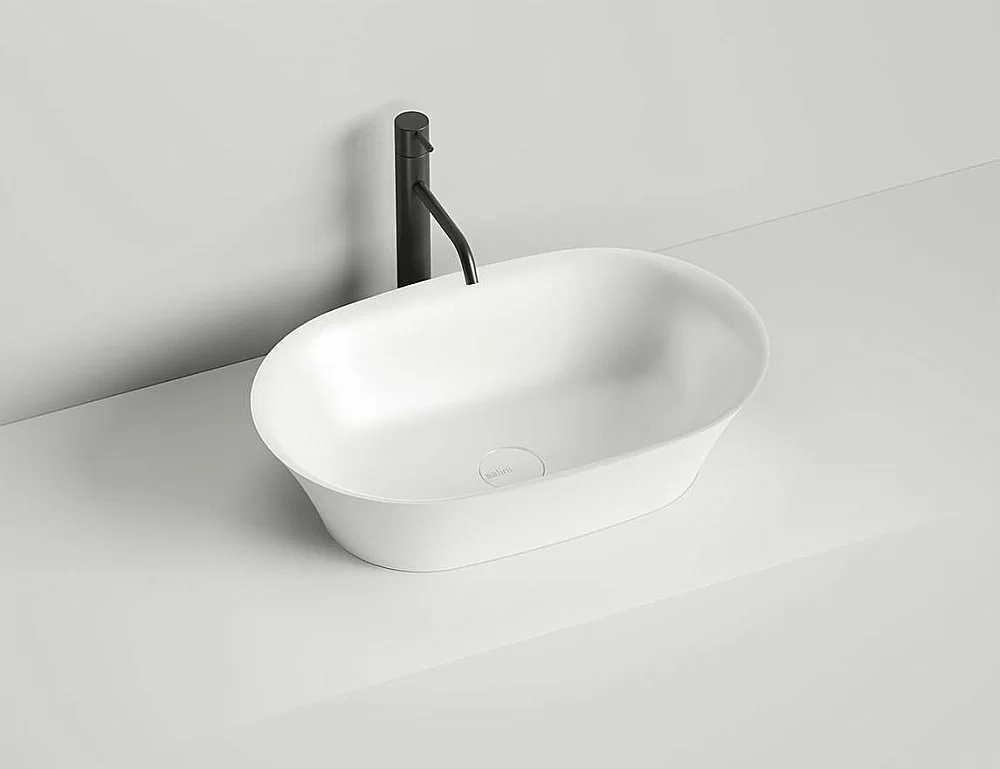 Раковина накладная Salini MONA 110811G 60 из искусственного камня S-Sense, белая глянцевая