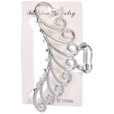 Заколка - краб для волос на блистере «PREMIUM», версаль, цвет серебро и золото, 10см