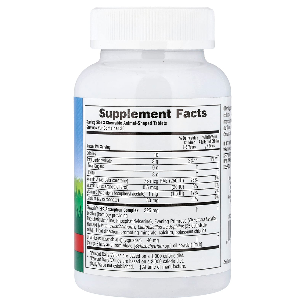 NaturesPlus, Animal Parade®, ДГК для детей, жевательная добавка с омега-3 для детей, со вкусом вишни, 90 таблеток в форме животных