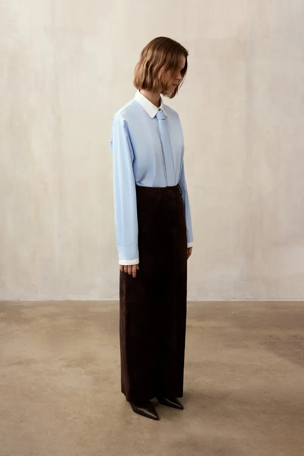 Юбка макси из замши (Brownie), шоколадная