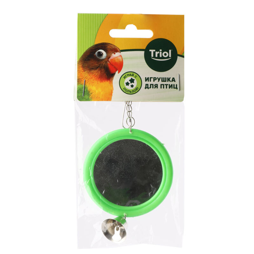 Triol (Триол) Игрушка для птиц "Зеркало с колокольчиком", 120*d60 мм